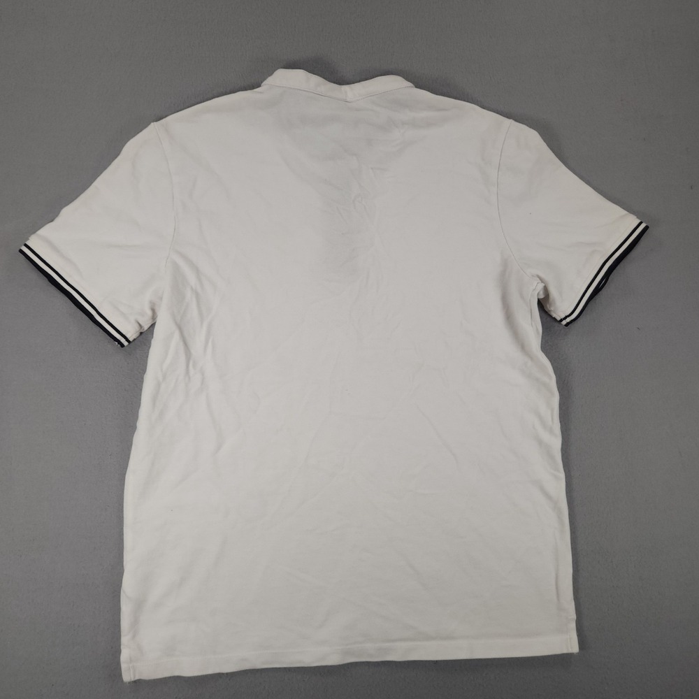 H&M Men's Regular Fit Band Collar Short Sleeve Shirt White Size M 100% Cotton - Picture 2 of 9
